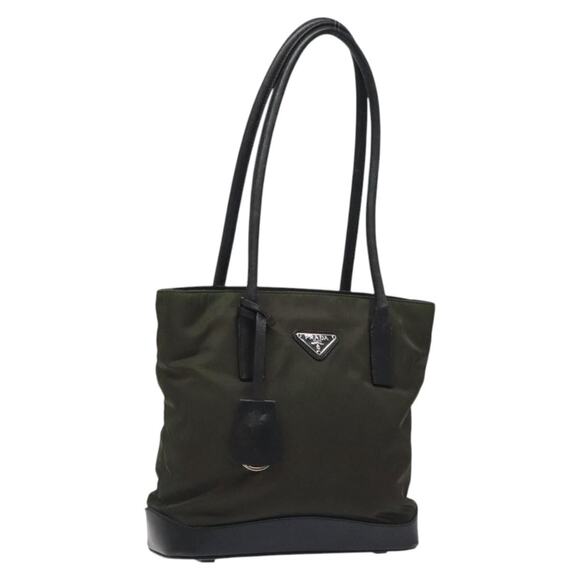 PRADA Tote Bag Nylon Khaki Silver - Picture 1 of 13